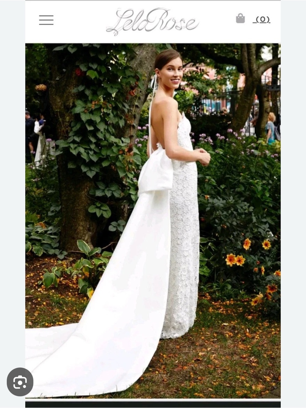 Lela Rose White Lace Strapless Wedding Gown